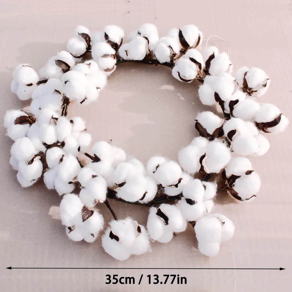 

14 Inch Real Cotton Wreath Farmhouse Decor Christmas Vintage Wreath