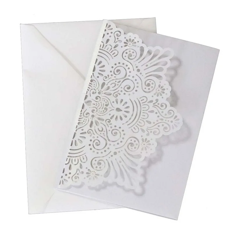

DABONAS Elegant Laser Cut Wedding Invitation Cards Greeting Card Customize Business With RSVP Cards With inner Pritning