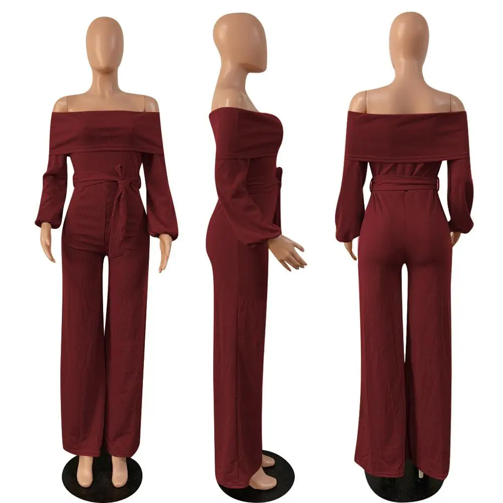 Сексуальный комбинезон с открытыми плечами трикотажный ребристый повязкой