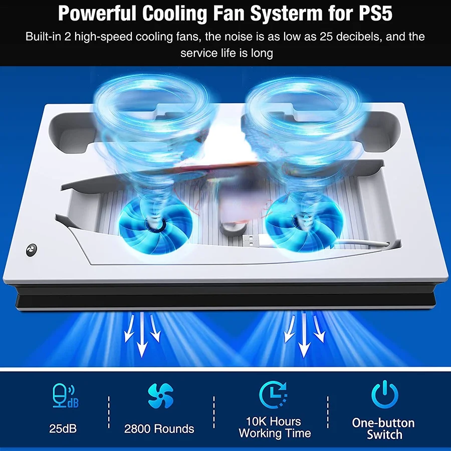 Новая охлаждающая подставка для игровой консоли Playstation 5 с 2 охлаждающими