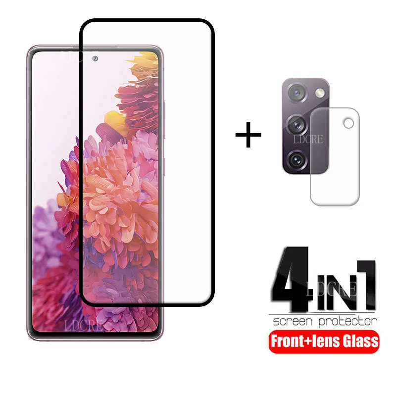 4 en 1 para Samsung Galaxy S20 FE Glass para Samsung S20 FE Full HD Vidrio templado para Samsung S20 Fan Edition FE Lite Lens Glass-0