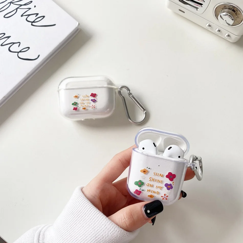 

For AirPods 1 2 / AirPods Pro Case cute Korea flower Hearphone Protective Case for Air Pods Wireless Bluetooth Earphone Cover