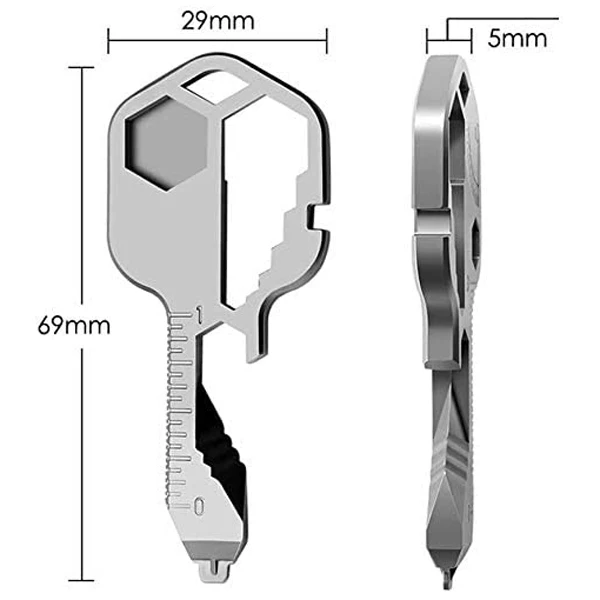 

24-in-1 Multifunction Tool Key with Bottle Opener Survival Key Slotted Screwdriver Keychain Multifunction Key-Shaped Pocket Tool