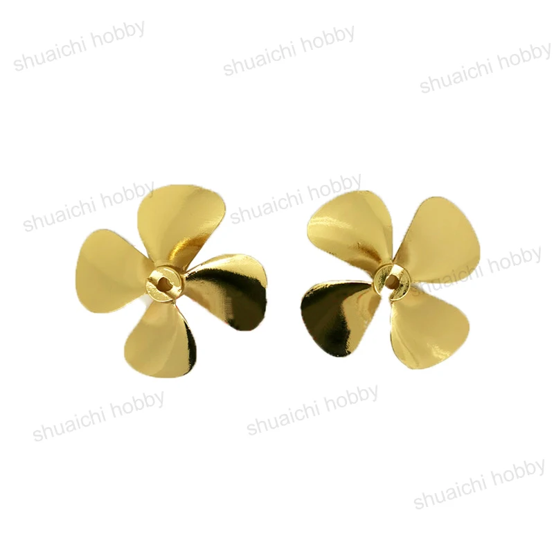 

1Pair Boat Model Zinc Alloy 4 Blades Propeller D55mm/D60mm Forward Reverse Paddle Aperture 4mm Black Props for RC Bait Tug Boats