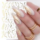 3D металлические Золотые Мраморные линии, наклейки для ногтей, полосатая лента, зимний маникюр, очаровательный дизайн ногтей, Декор, художественные переводки, фольга