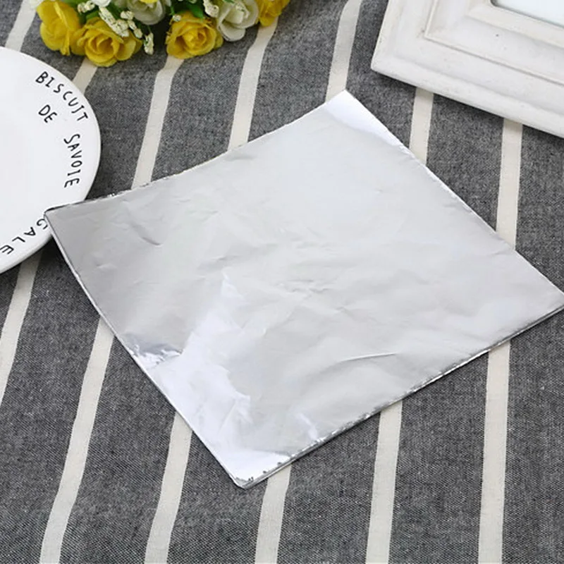 silver Dozzlor 100 шт 8x8 см DIY пищевая алюминиевая фольга s бумага шоколадные конфеты упаковка 10 цветов Вечеринка день рождения обертка фольга бумажная наклейка - Цвет: silver