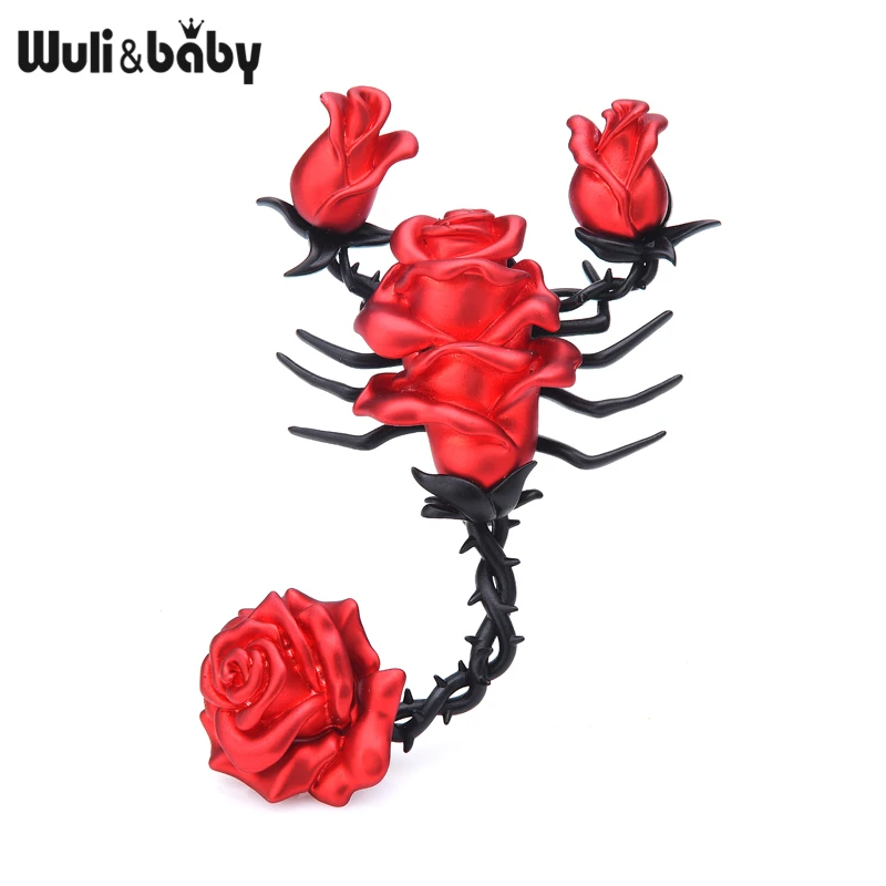 Wuli & baby Новые Роскошные розы броши в виде скорпиона для женщин Большая Эмаль