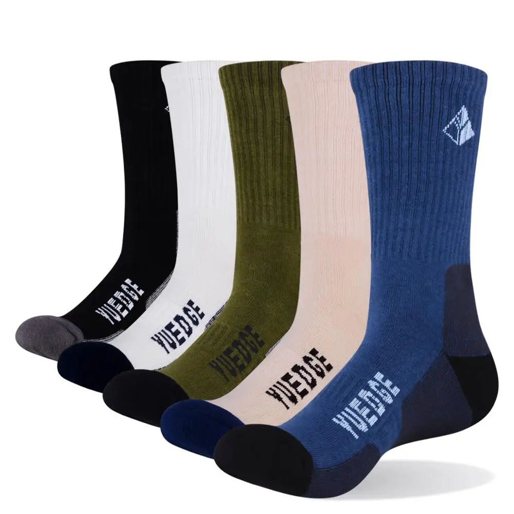 Multi color YUEDGE, 5 пар мужских Хлопковых Носков, брендовые Новые повседневные деловые теплые плотные зимние носки, счастливые мужские носки, Длинные походные носки - Цвет: Multi color