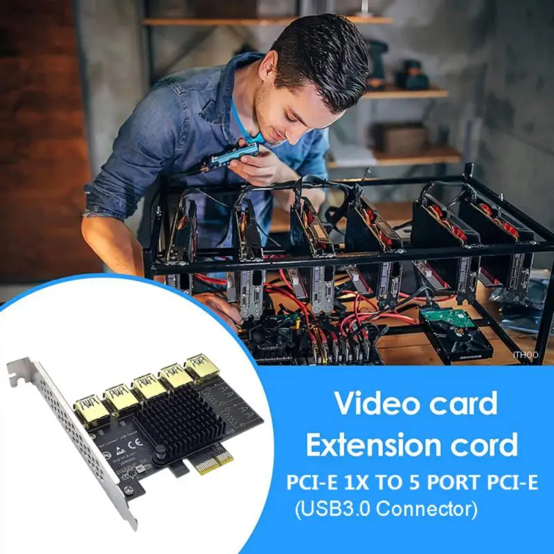 2021 Новинка PCIE X1 на USB 3 0 усилитель PCI Express Райзер-карта от 1 до 5 переходник-адаптер