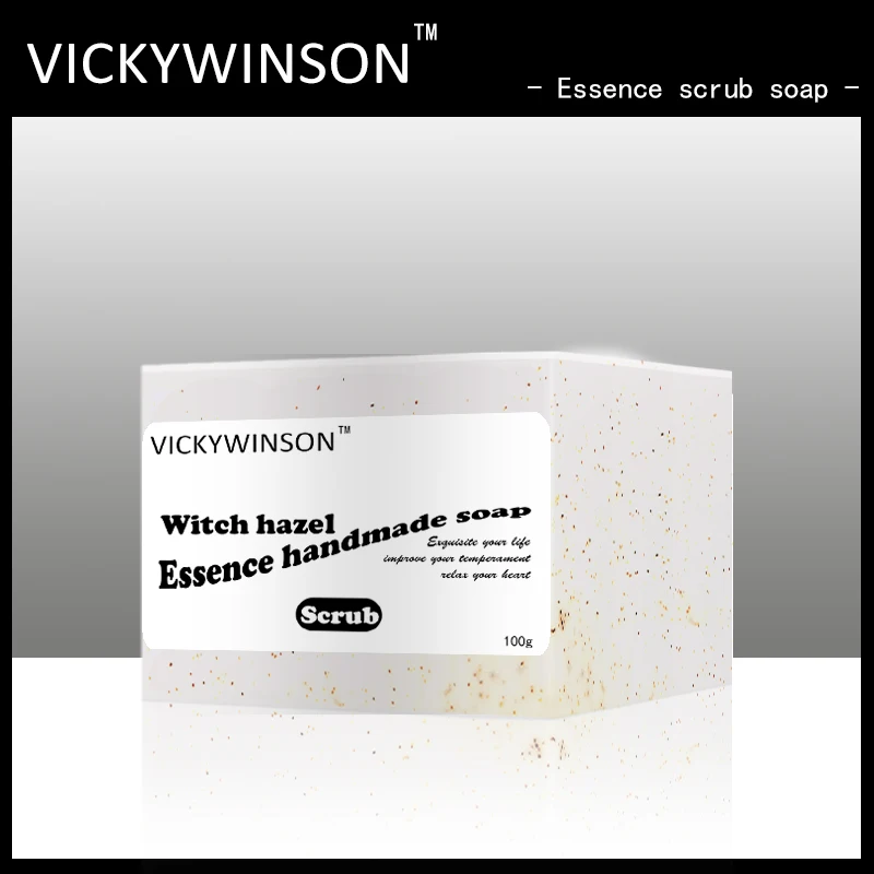 

VICKYWINSON Witch hazel essence scrub soap 100g Scrub cold handmade face soap bath bath body oil control cleansing to blackheads