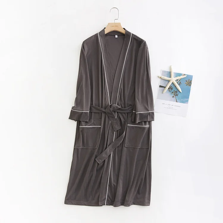 Cotton Bathrobe Female Nightgown Men's Resort Hotel Sweat Steaming Suit Couple Nightgown Long-sleeved Bathrobe  Mens Robe
