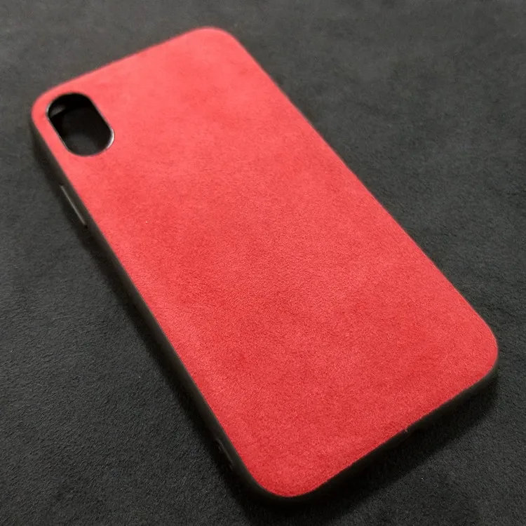 Арбузно-красный Чехол для iPhone X XS Max XR 11 Pro MAX Итальянская замша, как ткань, пуховый кожаный чехол, Роскошный чехол для телефона, корпус, оболочка Hundas - Цвет: Арбузно-красный