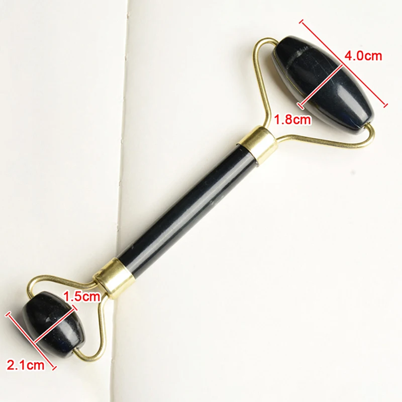 

New Obsidian Facial Massage Jade Roller Double Heads Jade Stone Massager Eye Neck Thin Lift Slimming Relaxing Tools