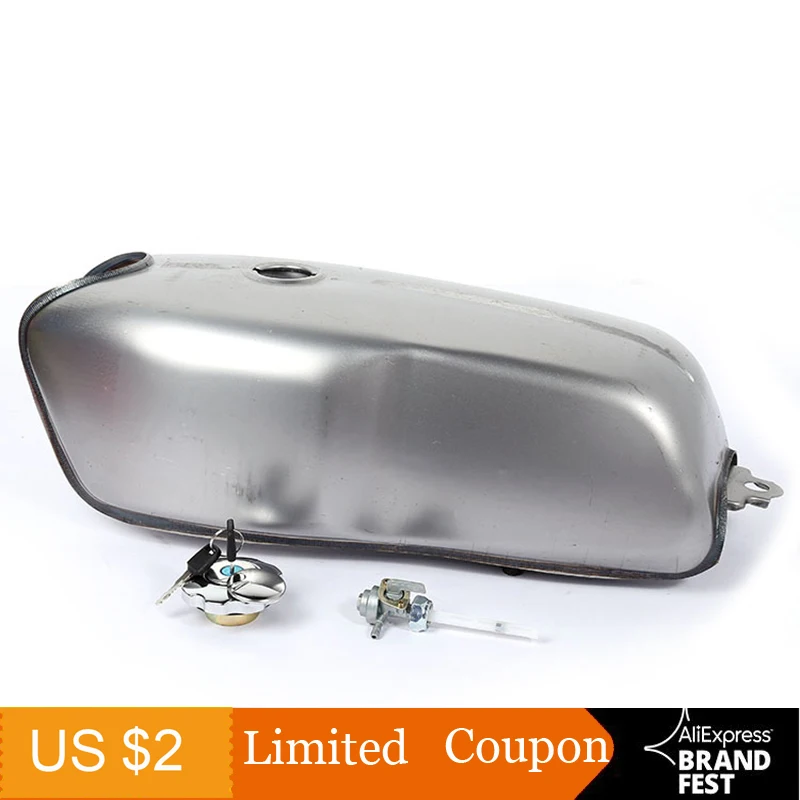 Handmade 9L Vintage Cafe Racer Motorcycle Fuel Tank Bare Steel with Thick Iron Cap Switch For YAMAHA RD50 RD350 Honda CG125 | Автомобили и