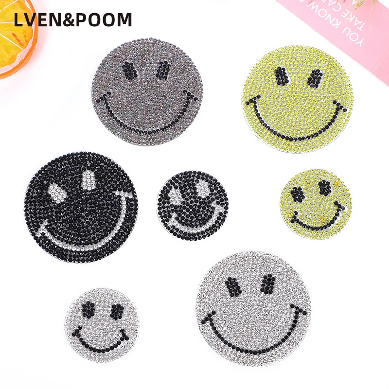 

Smiley rhinestones ironing patch,beautiful Clothing thermoadhesive patches, fusible patch, clothing repair and decoration