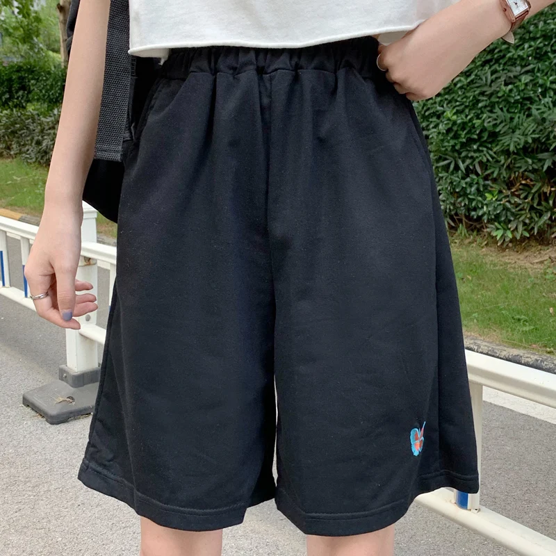 

Butterfly Casual Shorts Women's Summer Loose Korean Style High Waist Slimming All-Matching Thin Straight Sports Fifth Pants