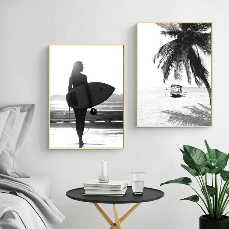 

Black White Sea Wave Nature Landscape Canvas Nordic Positive Live Poster Wall Art Print Painting Pictures for Living Room