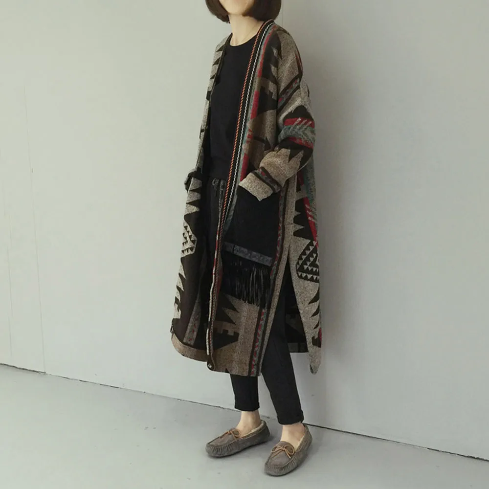 Зимнее теплое длинное шерстяное пальто для женщин корейский элегантный женский