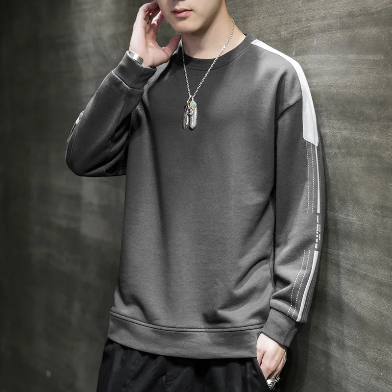 

Sweatshirts men spring autumn new long sleeve men's round neck loose casual sports bottoming shirt Long Sleeve Pullover