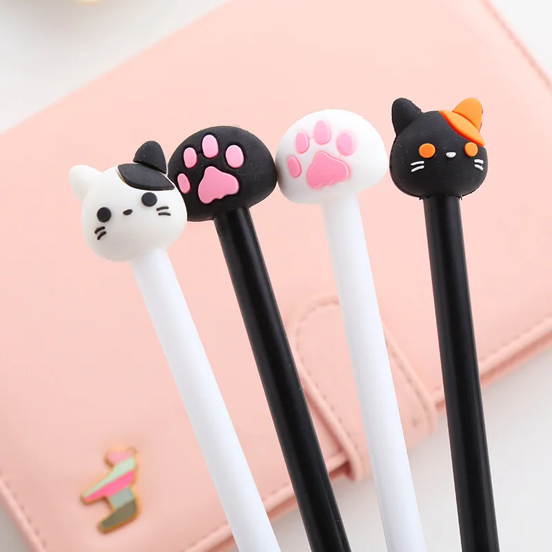 4 шт./компл. Kawaii Cat лапы Форма гелевая ручка Симпатичные черные чернила ручки с
