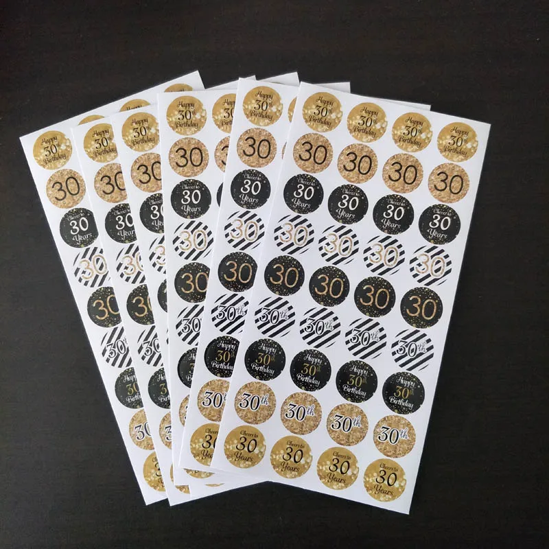 

216 шт. золотистый и черный 18 30 40 50 60th день рождения Стикеры взрослых Стикеры этикетки юбилей, вечеринка, украшение подарок Стикеры