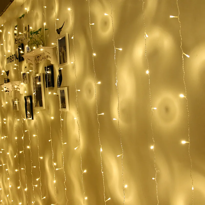 Linkable занавеска со звездами гирлянда для сосульки с 8 режимами рождественской