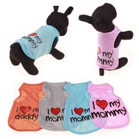 summer dog vest shirt i love mummydaddy clothes pet cat puppy 100 cotton vests clothing for dogs costumes