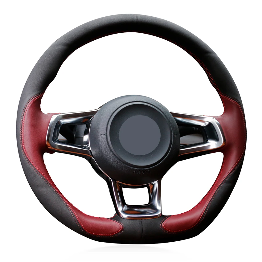 Вышитая вручную черная винно-красная кожа удобная женская для Volkswagen VW Golf 7 GTI R MK |