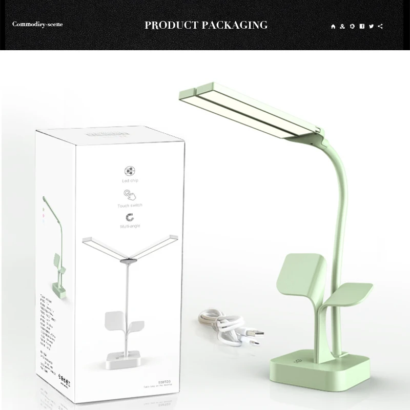 

2500mAh Dual LED Desk Lamp Shadowless Reading lamp Eye Protect Touch Control Rotatable Rechargeable Table lamp USB charging