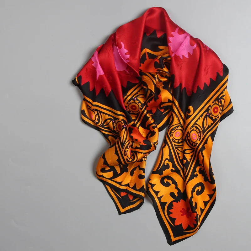 По выгодной цене! Женский 100% чистый шелк 12 мм с принтом большой квадратный шарф