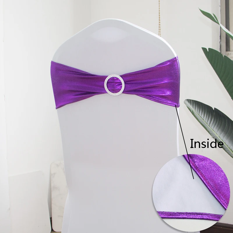 50 шт./лот вечерние чехлы на стулья цвета металлик золотистый серебристый с