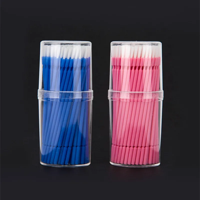 1 pink and 1 blue 200 шт./партия Стоматологическая лаборатория длинные Одноразовые микро-аппликаторы щетки для зубов щетка - Цвет: 1 pink and 1 blue