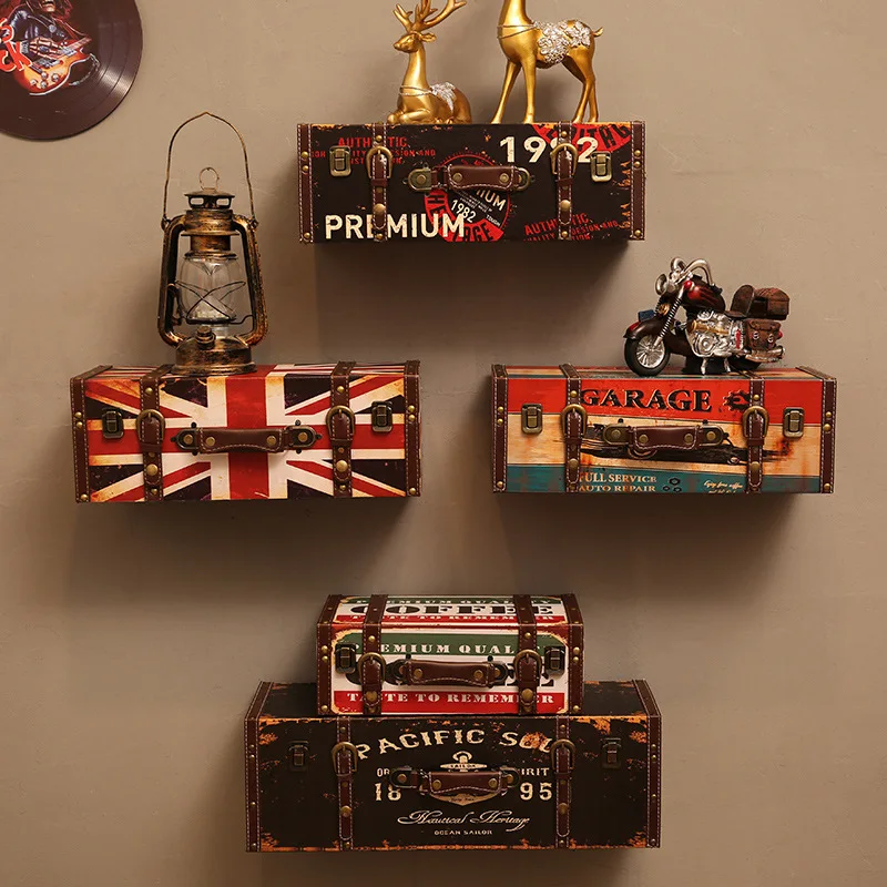 Античный деревянный чемодан поддельная модель коробки украшение стены дома