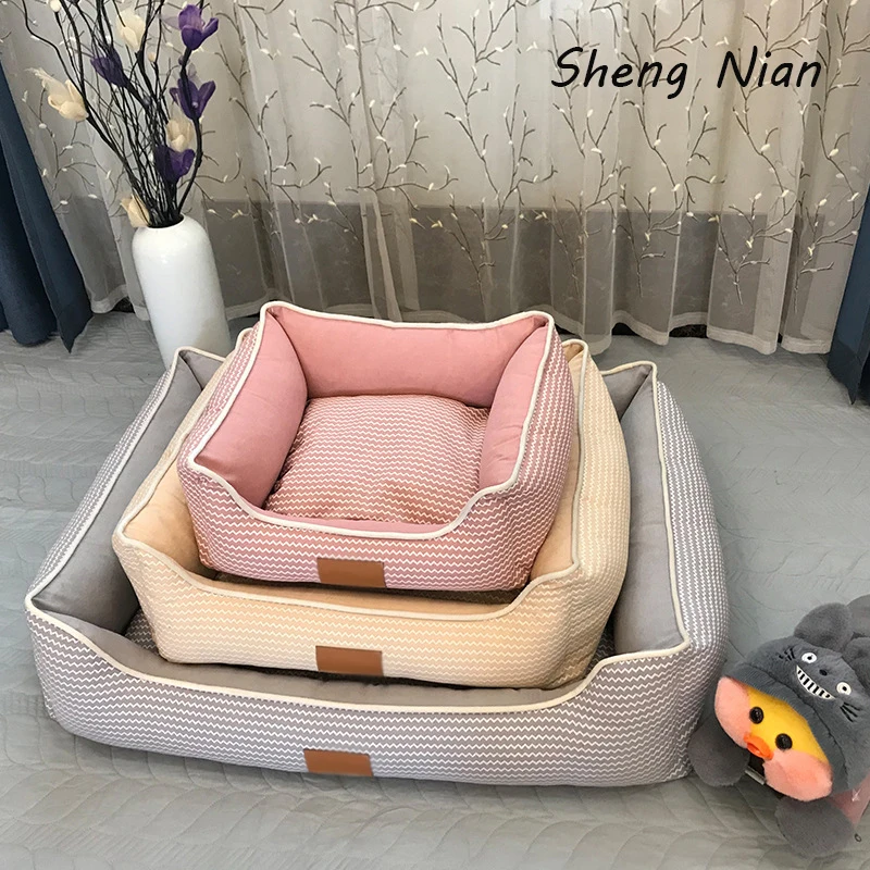 

Square Cute Cat Bed Breathable Cozy Soft Pet Basket Cushion Cat House Dog Mat Sleep Bag Removable Washable Nest Kennel For Puppy