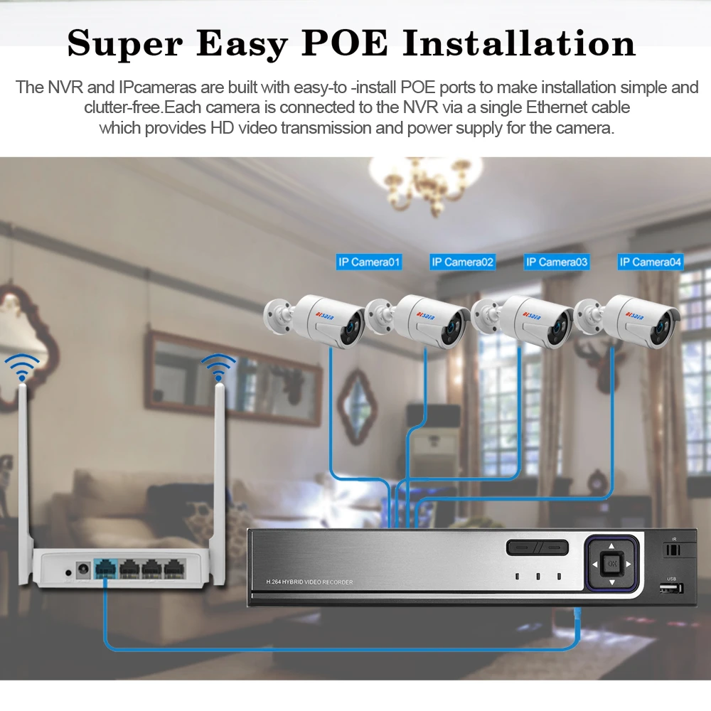 BESDER H.265 5MP 2592*1944 система наблюдения CCTV 48V PoE 4CH NVR Kit 5MP 3MP 2MP Водонепроницаемый на открытом воздухе цилиндрическая PoE камеры H.265