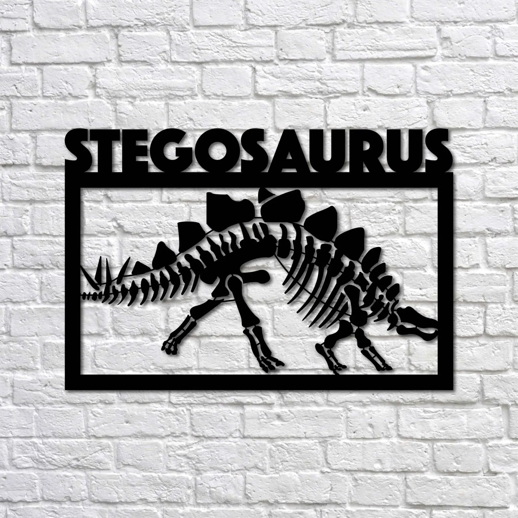 

Metal Wall Art - Stegosaurus Dinosaur Fossil - Interior Decoration - Wall Hanging - Home Decor - Wall Sign-34x50 cm