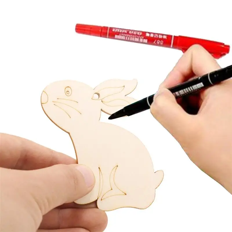 20 шт. кролик в форме яйца Висячие кусочки дерева пасхальные деревянные штуки DIY