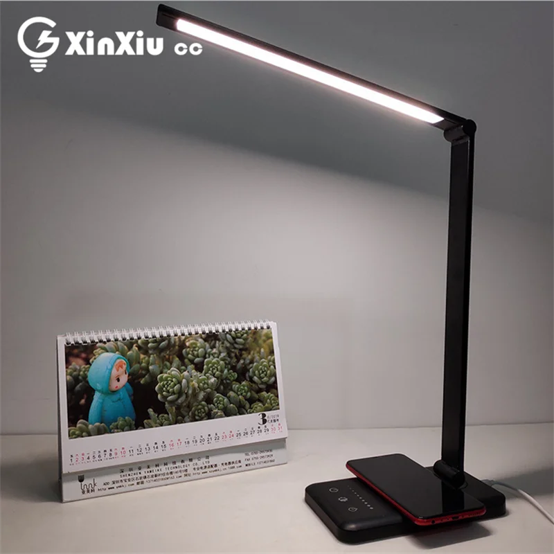 

Светодиодная настольная лампа с беспроводным зарядным устройством, приглушаемый светильник с сенсорным управлением и функцией ухода за гл...