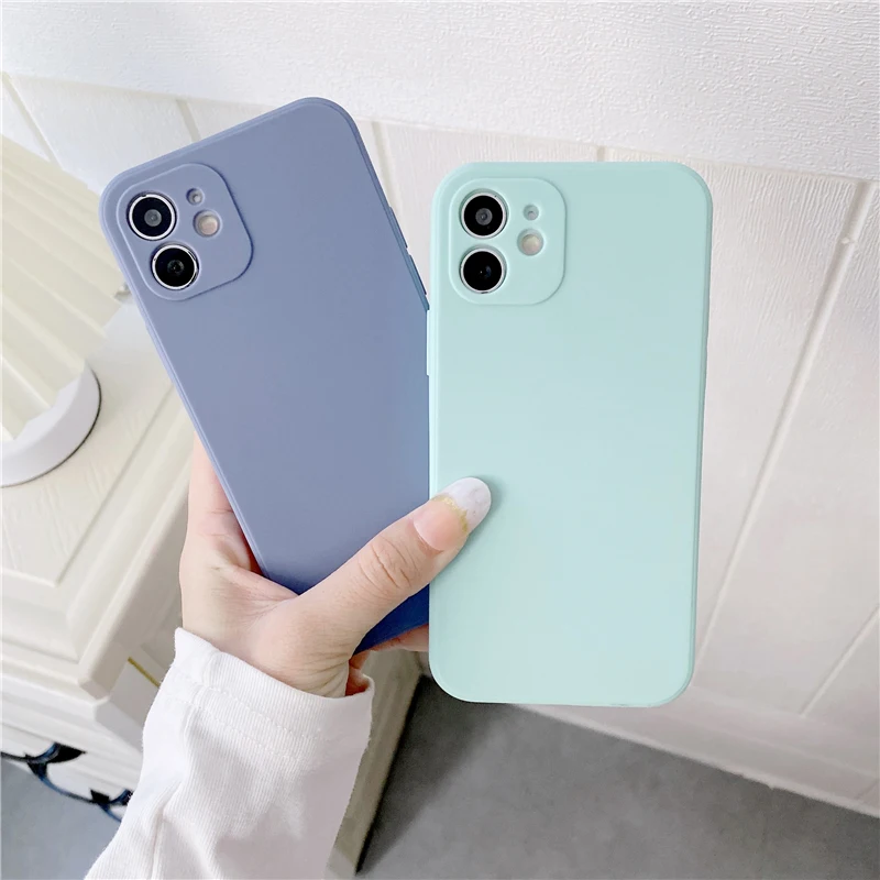

Soft Silicone Candy Colour Phone Case For iPhone 11 12 Pro Max 13Mini XS X XR 7 8 Plus SE2020 Shockproof Camera Protection Cover