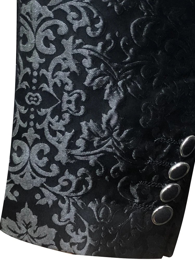 

Roettoni Shawl Lapel Black Floral Men Suit 3 Piece Set Slim Fit Tuxedo Male Wedding Groom Blazer Banquet Nightclub Jacquard Suit