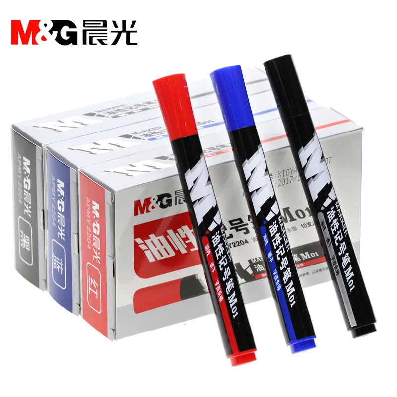 M & G M01 Mark Pen. 10 шт./коробок. Одна Головка водонепроницаемая легко сохнет жирная