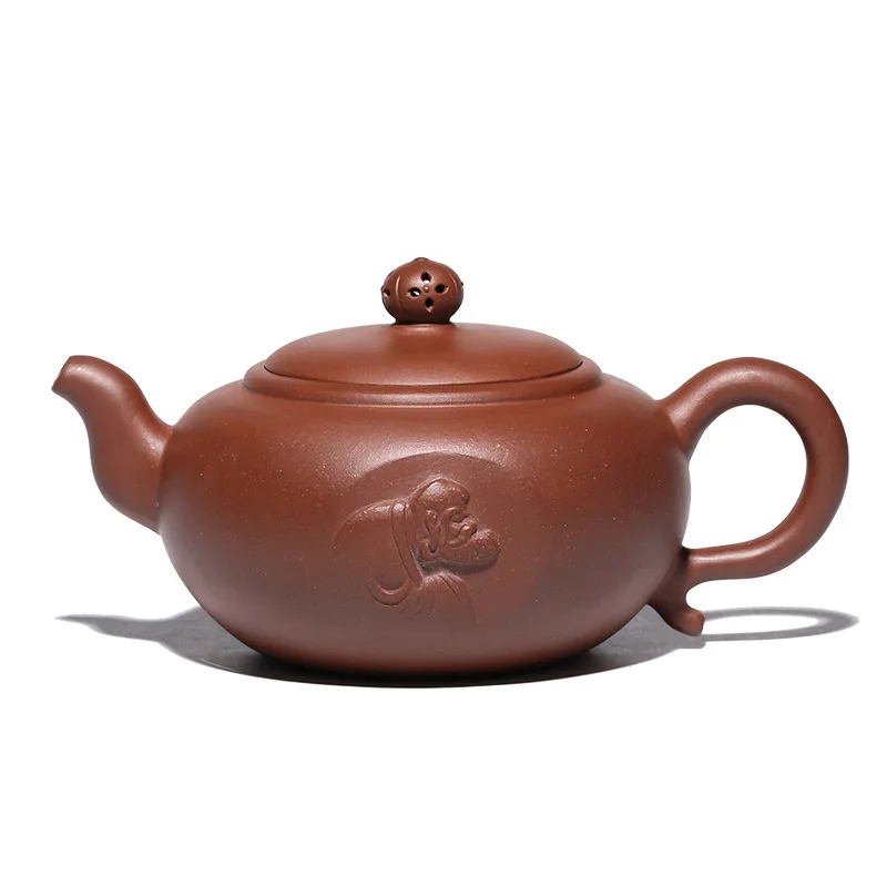 

Hundred Believe Dark-red Enameled Pottery Teapot Yixing Gift Raw Ore Purplish Red Mud Meditation Kettle Buddhism Series Culture