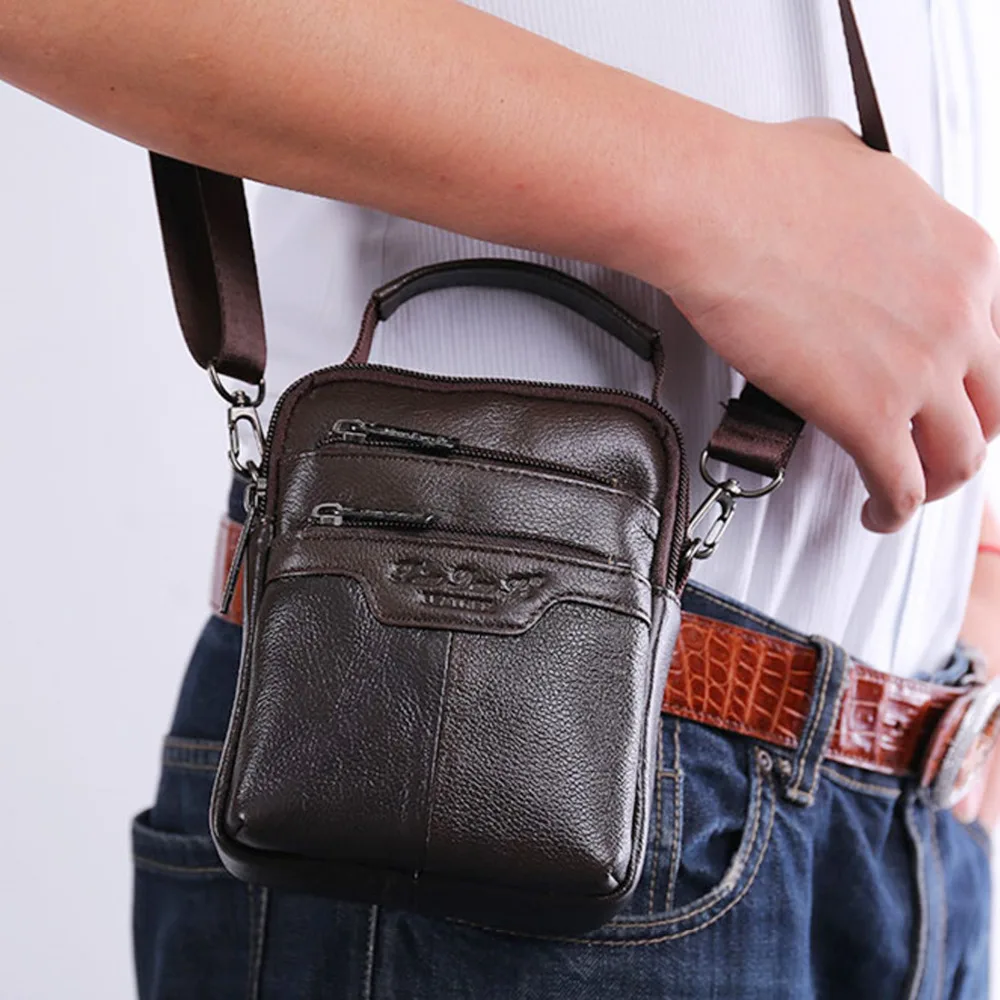 Men Genuine Leather Belt Hip Bum Waist Fanny Purse Pack Pouch High Quality Small Business Shoulder Messenger Cross body Bag |