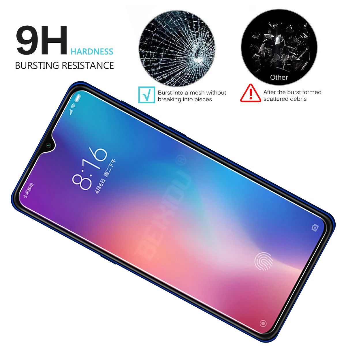 2 шт Полное закаленное стекло для Xiaomi mi 9 прозрачная защитная пленка 2.5D 9h |