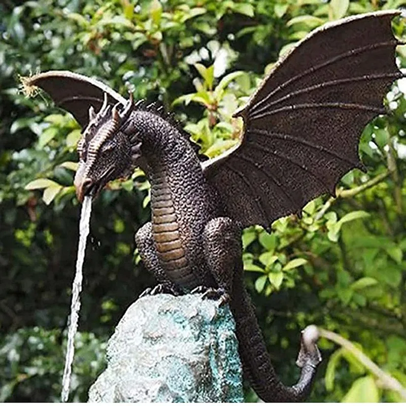 

New Style Garden Resin Winged Dragon Ornament Fountain Interior Decoration For Home Office Decoration