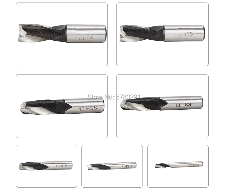 НАБОР КОНЦЕВЫХ ФРЕЗ из быстрорежущей стали с 2 канавками 7 шт. и 9 SIEG S/N:10045