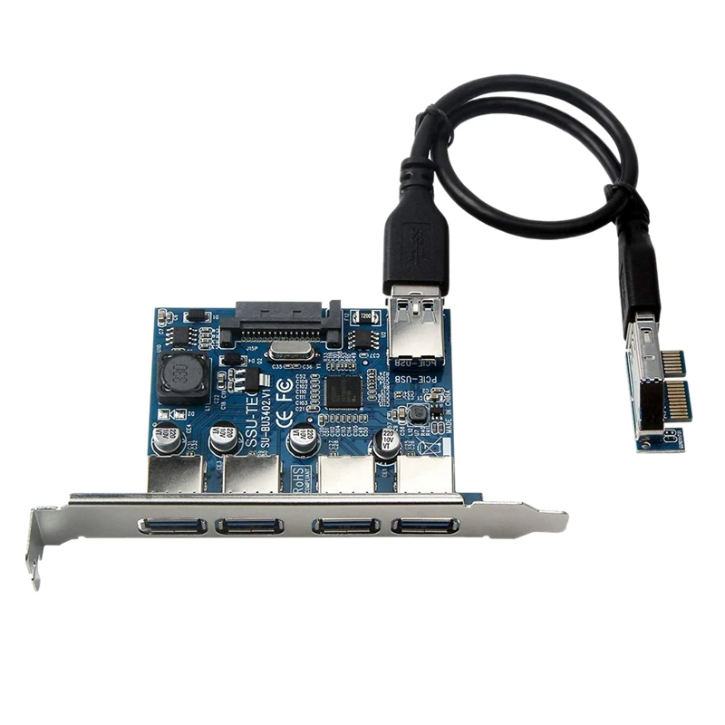 Четыре порта Usb 3 0 Супер быстрая 5 Гбит/с Pci-E Плата расширения Pci Express адаптер