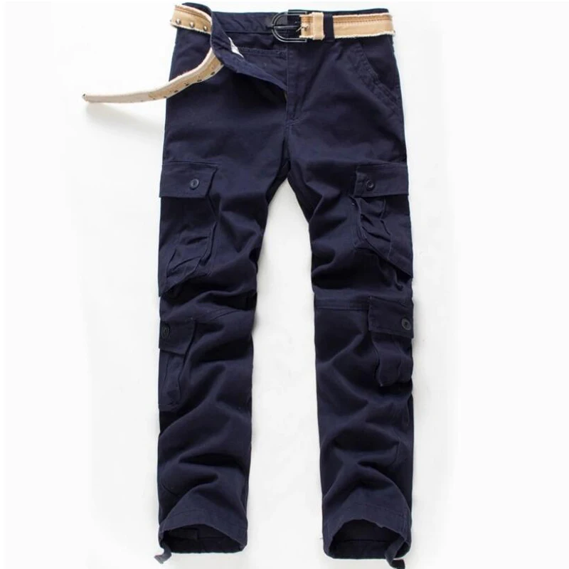 

New 8 Pockets Mens Pants Casual Cotton Straight Trousers Pantalon Autumn Winter Outwear Joggers Military Cargo Tactical On Sale