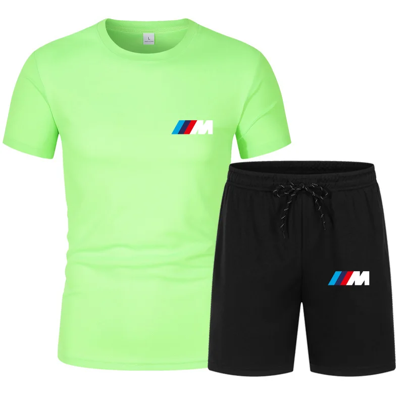

2021 New Fashion BMW M Brand men's summer Sandy beach shorts short-sleeved casual sports trend suit men's clothing BMW M pants