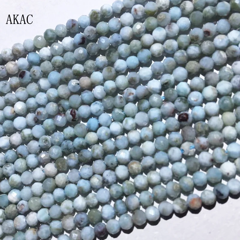 

2strands AKAC Approx3+-0.2mm 100% Natural larimar faceted round loose beads for diy making design